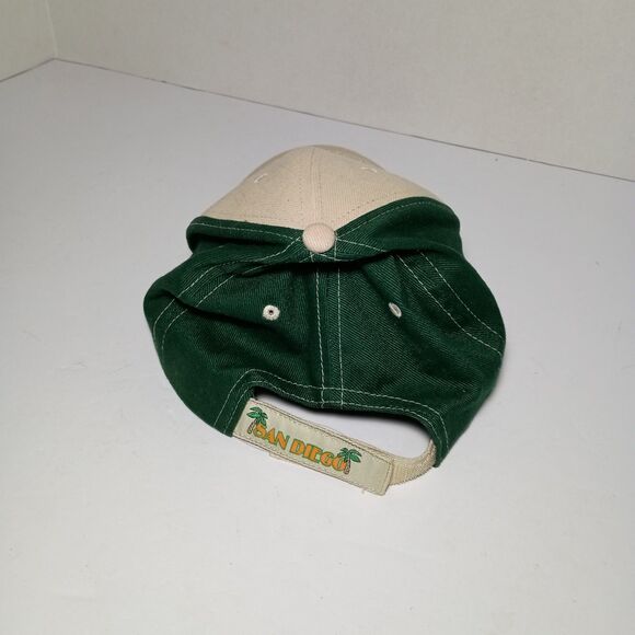 Rare San Diego Tan Adjustable Hat Beige Baseball Cap Green Palm Trees Khaki - Picture 14 of 16
